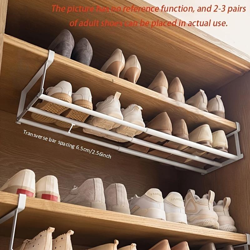 Adjustable Shoe Rack Expandable Closet Shelf Storage Organizer Under Hanging Cabinet Rack Metal Holder For Shoes