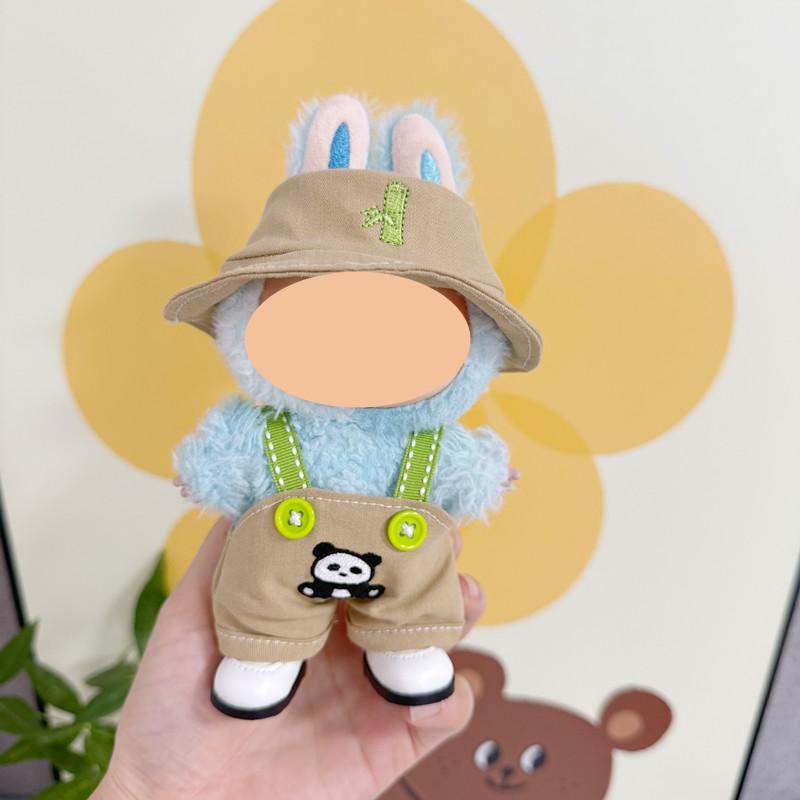 [Cloth  Only] the Fashion  Clothes for Plush  Doll , Khaki Baby Panda Overalls Set.
