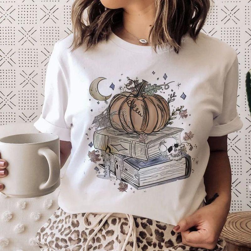 3D Book Printed Short Sleeve T-shirt 3D Book Print Round Neck Short Sleeve T-shirt