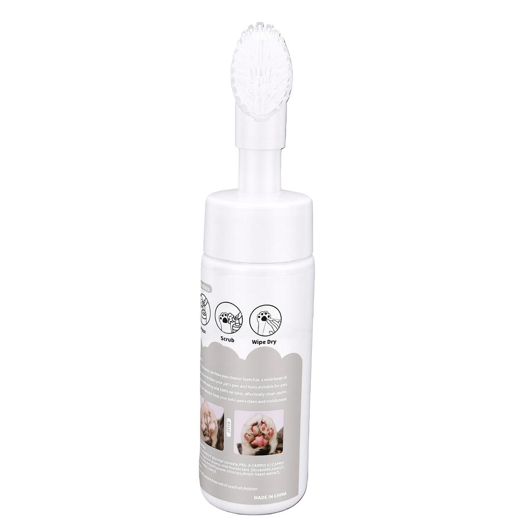 Pet Paws Cleaner Foam Gentle Foaming Cleanser with Soft Silicone Brush for Dirty Muddy Paws 150ml
