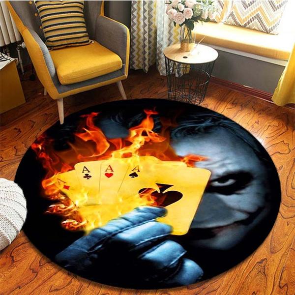 Ковер с рисунком Джокера из фильма ужасов, круглый ковер, ковер для гостиной, скандинавский 3D ковер с Джокером-клоуном, мультяшный ковер, декор для столовой Diameter 60cm