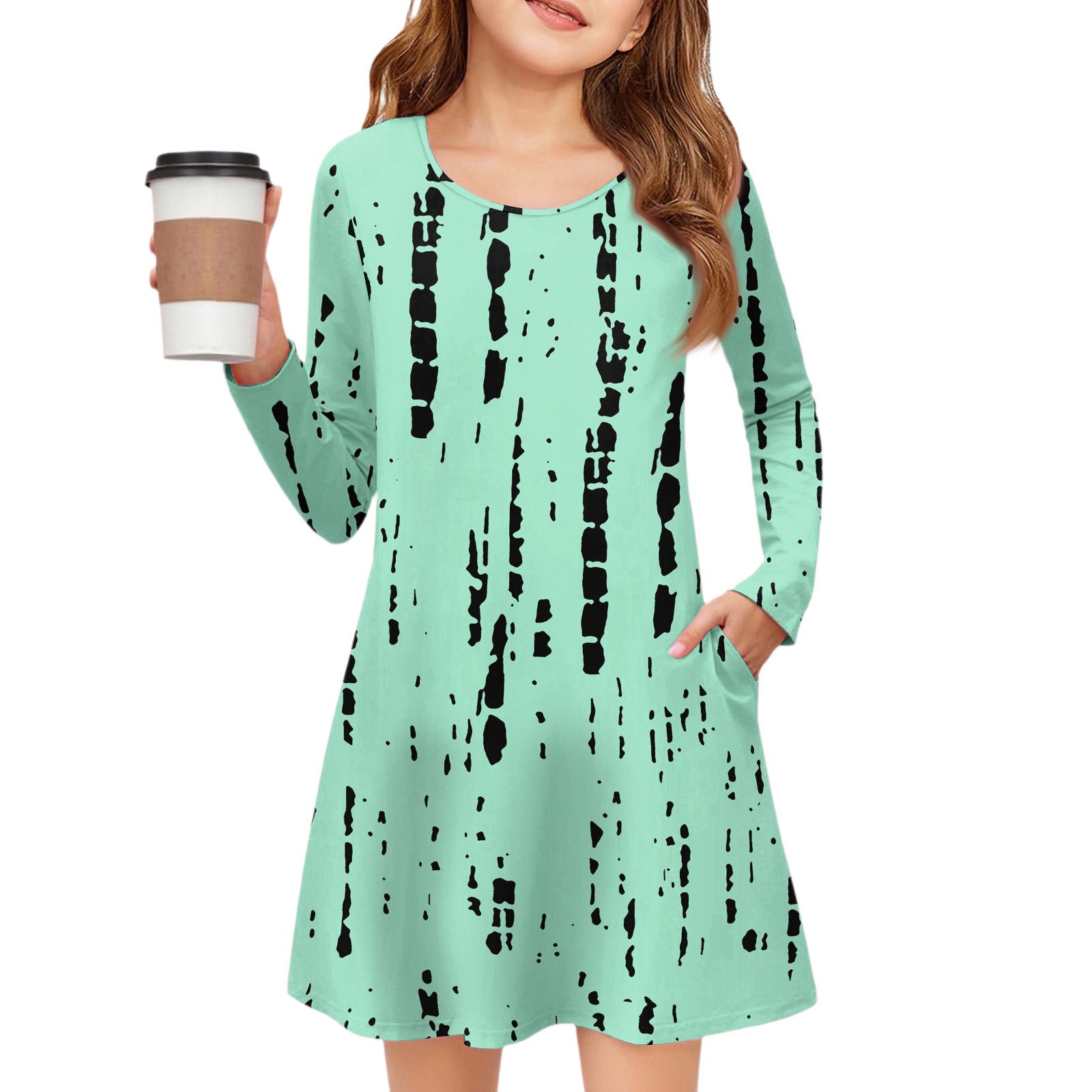 

Платье с длинным рукавом для девочек - Платье с цветными карманами 140