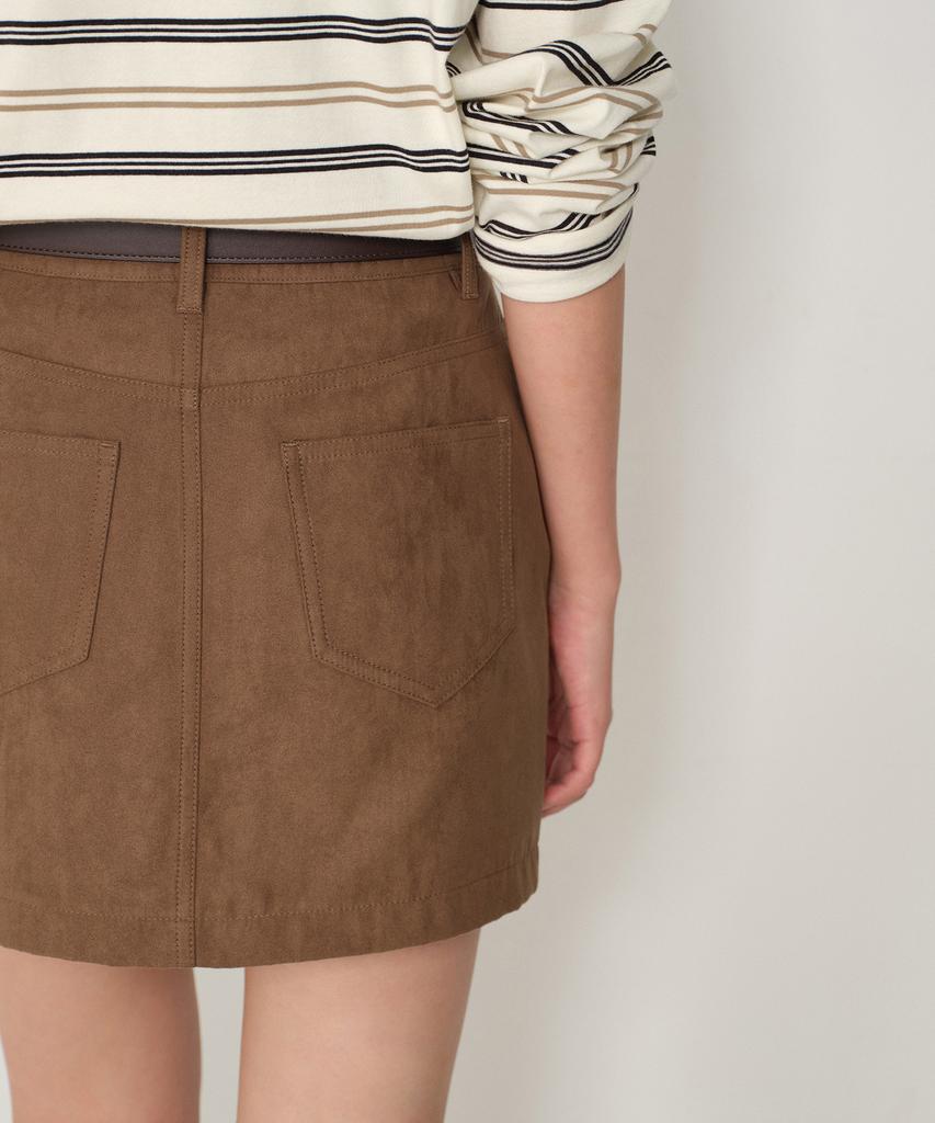 Musinsa Standard Woman Women'S Synthetic Suede Mini Skirt [Light Brown]