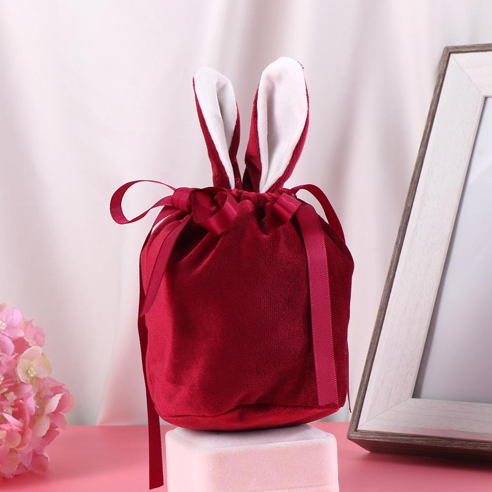 Bunny Ears Rabbit Ear Gift Bag Flannelette Gift Packing Bags Easter Bunny Ears Candy Bags  Easter