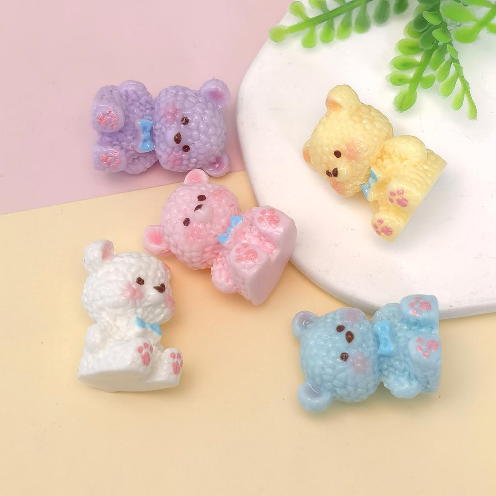 100Pcs Cute Resin Cartoon Bear Flatback Figurines Cabochon for Scrapbooking, Wedding Decor DIY Jewelry Making Accessories