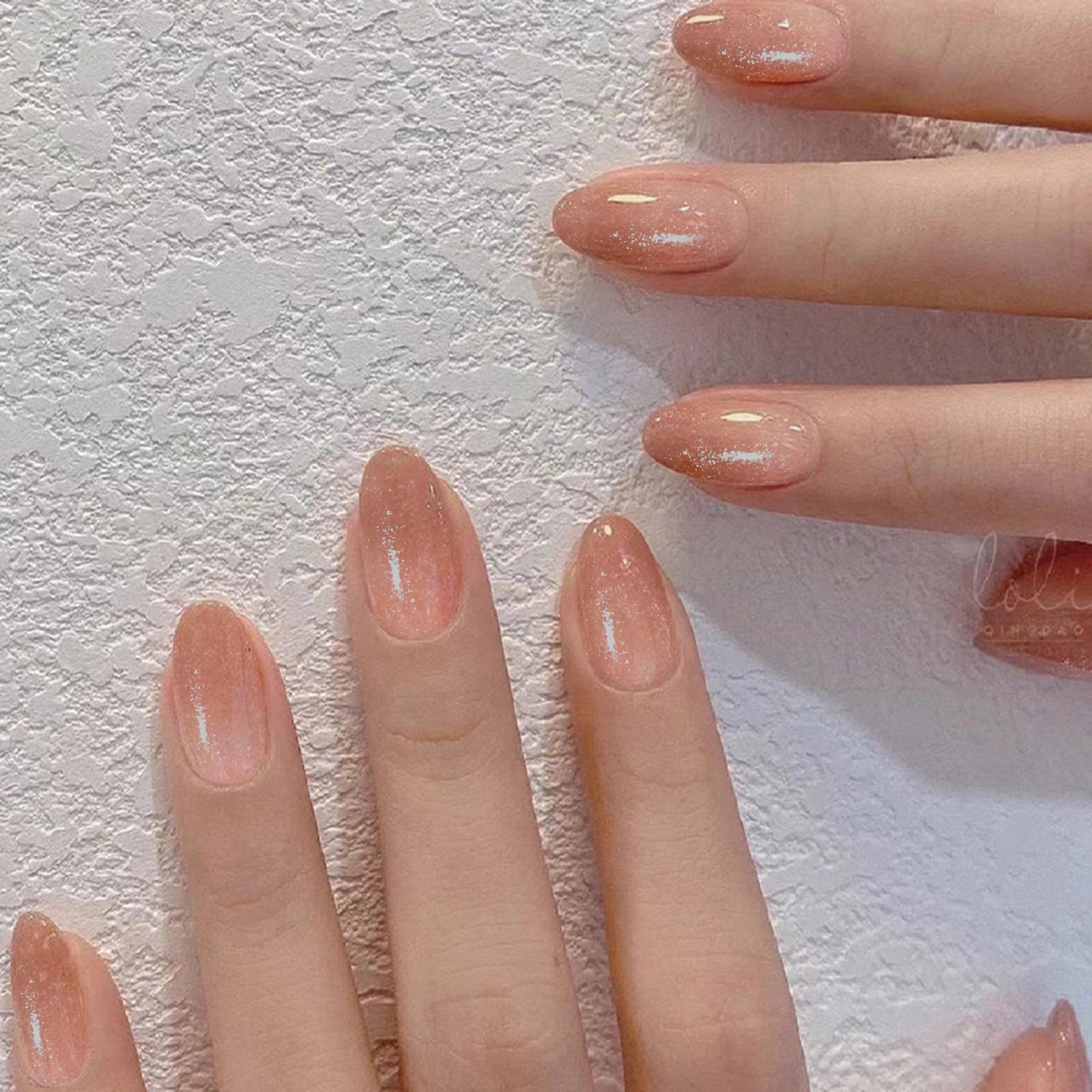 

24Pcs Orange Gradient Almond Fake Nails Detachable Simple Pure Color Press On Fake Nails Tips With Glue Long y2k Pink Nails 54