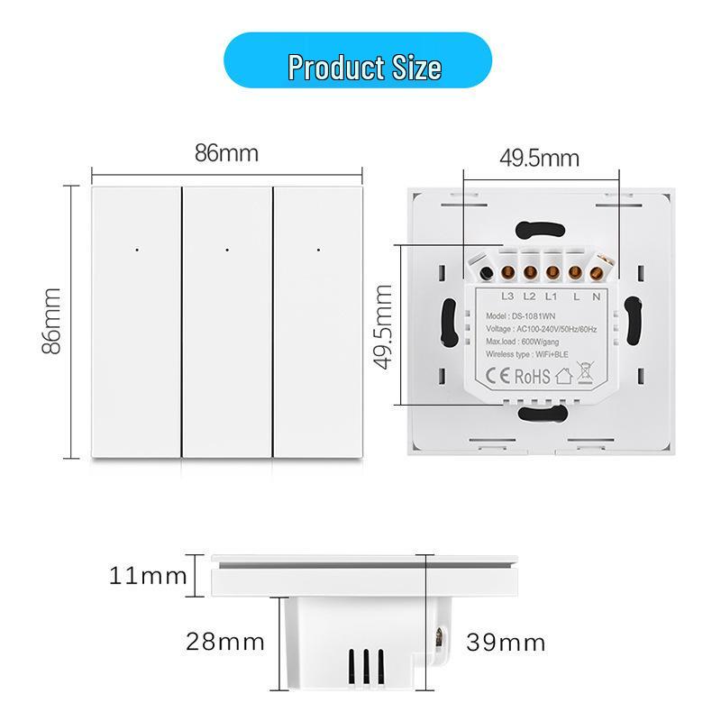 Graffiti WiFi Smart Switch Control Panel with Google, Alexa, Xiaoai, Tmall Integration
