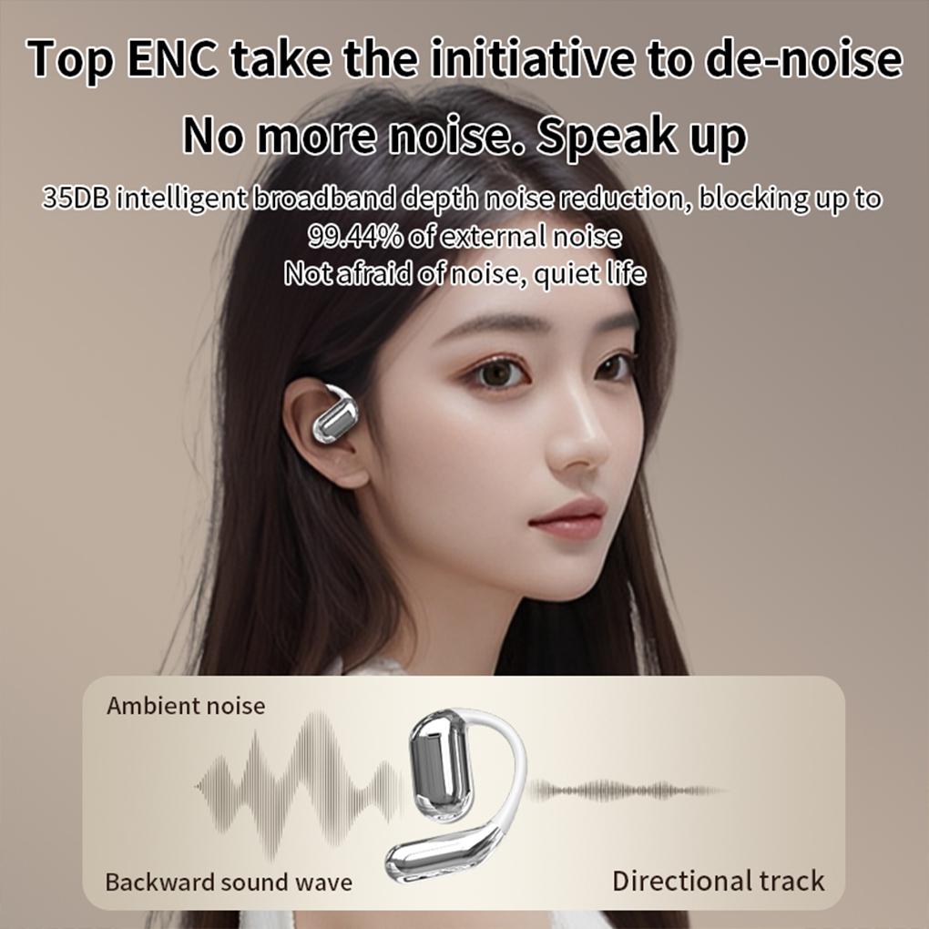 AI Dialogue Translation Earphones Bluetooth 5.4 LCD Touch Screen OWS Open Earhook Noise Cancellation Headset For Travel