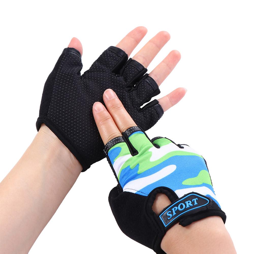 Anti-sweat Half Finger Golves Children Cycling Gloves Riding Equipment Camouflage Bike Mittens