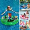 Floating Pool Drink Cooler Inflatable Beverage Holder with Cup Trays for Summer Parties Beach Events Water Fun Activities