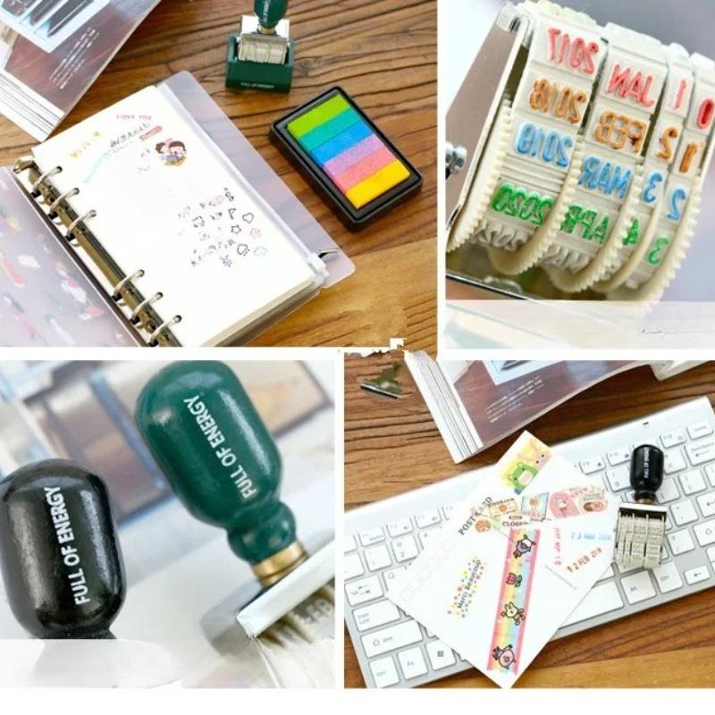 1pcs Vintage Date Postmark Stamp DIY Roller Knob Stamp Hand Ledger Special DIY Tool Student Stationery Supplies Special Seal