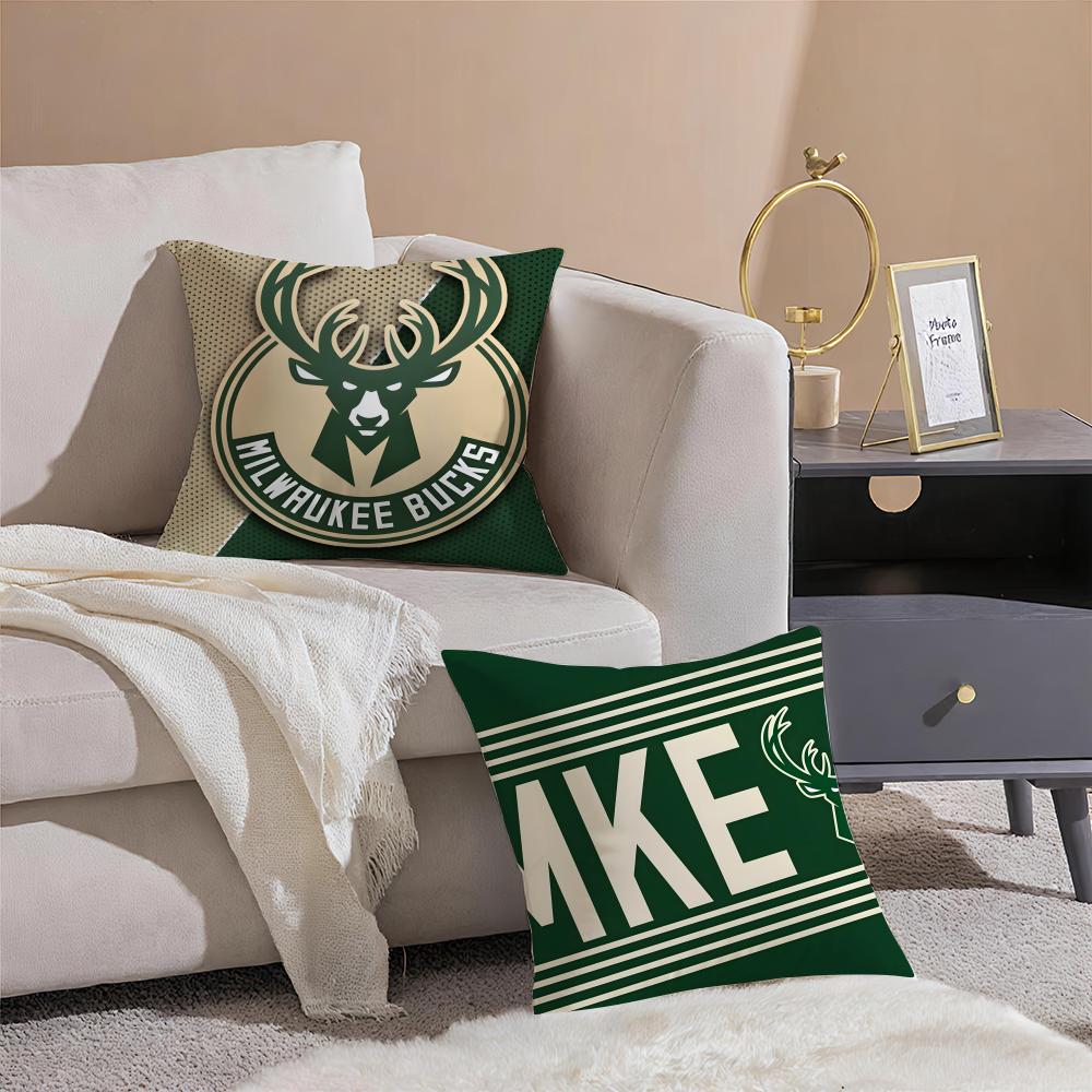 MMilwaukeeES BBucksS Cushion Cover Pillowcase Short Plush Invisible zipper Room Sofa Cushion Cover