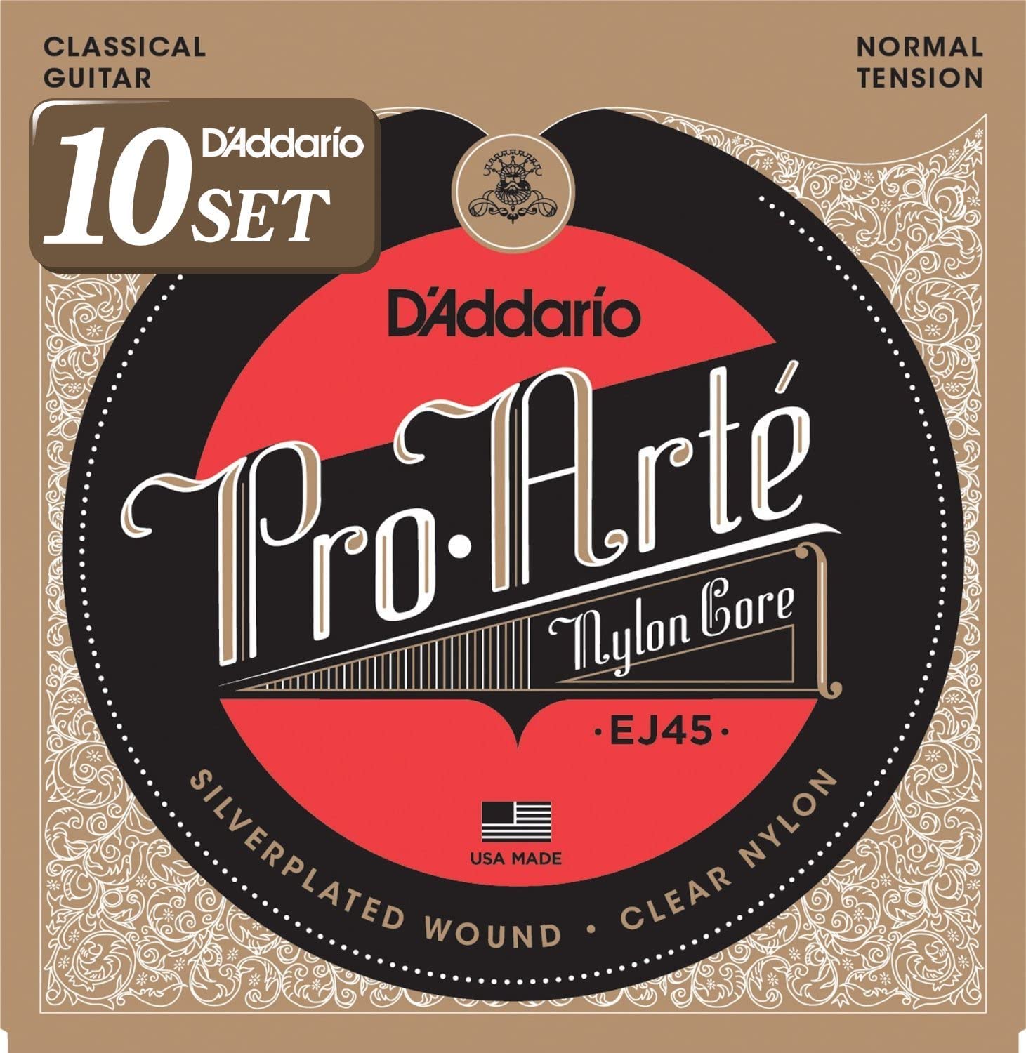 

Classical Guitar Strings Pro Arte Normal EJ45 x 10 Set D Addario Silver/Clear []