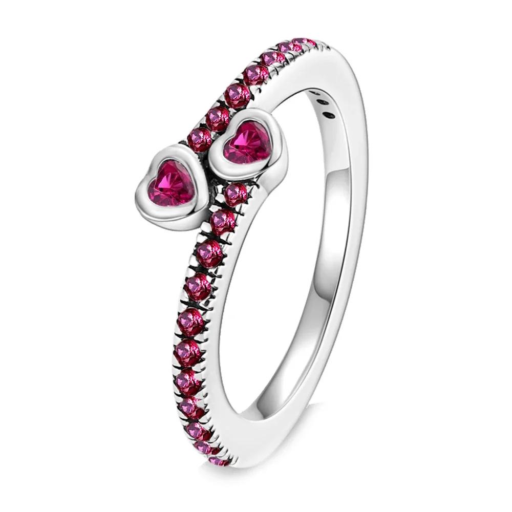 Authentic Genuine Copper Ring Design Colorful Heart Crown Bow Moon Shell Crystal For Women Valentine'S Birthday Occasion Jewelry Creation