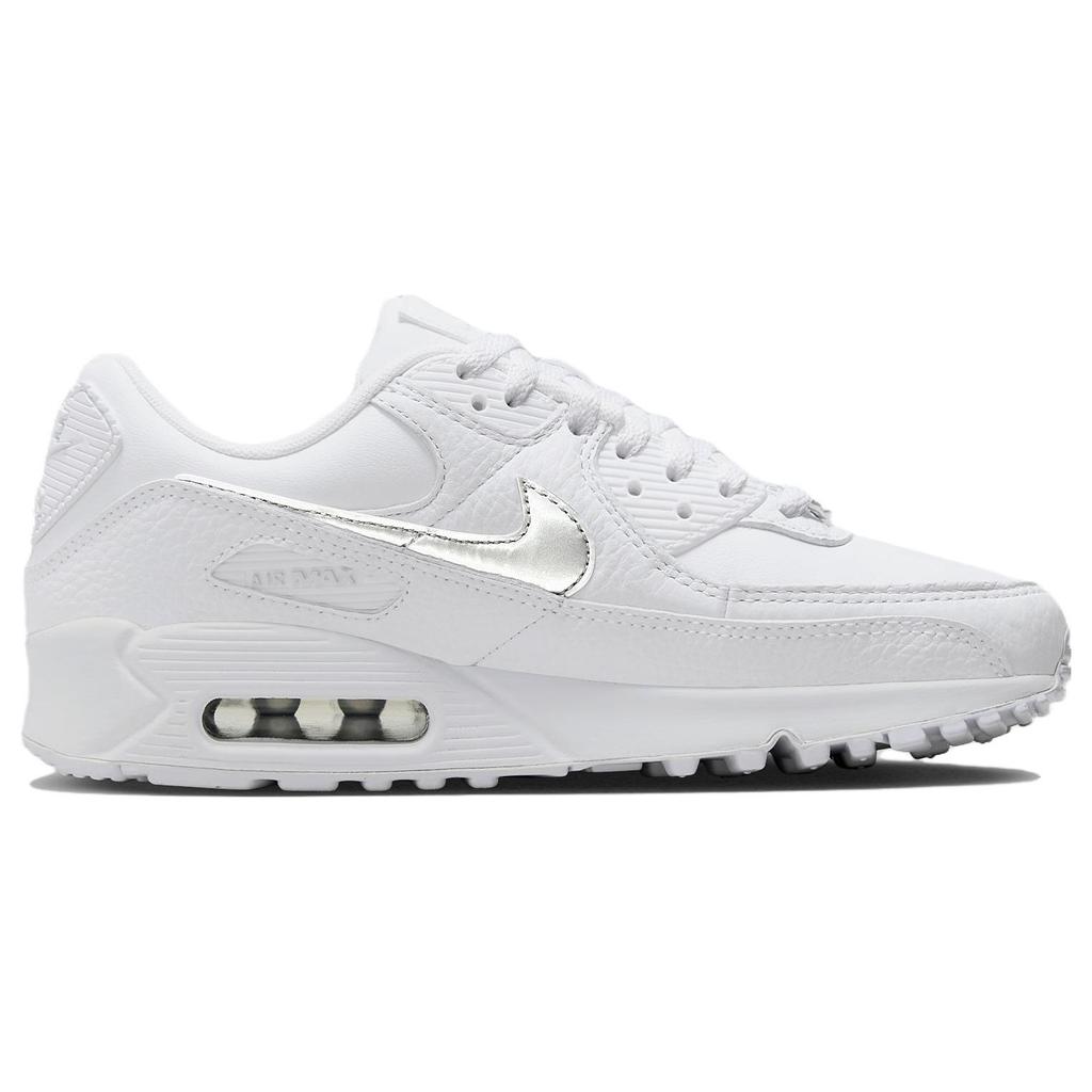 Nike Air Max 90 White Metallic Silver Women Sneakers Blue-Joy FV0949-100