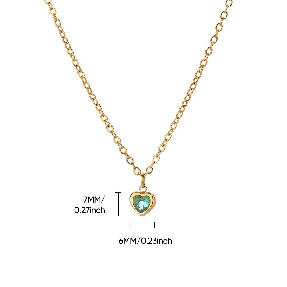 Stainless Steel Birthstone Heart Necklace For Women Gold Color Chain Heart  Necklace Wedding Jewelry Birthday Gift Bijoux Femme