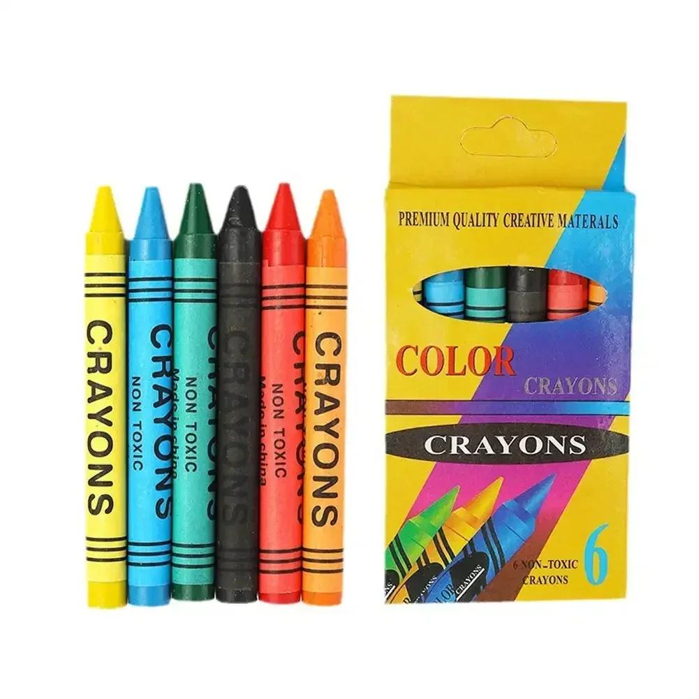 24/18/12/6 Colors Crayon Portable Set, Kraft Paper Box, Children's Painting Coloring Graffiti Crayon Painting Supplies Gift