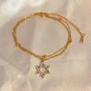 Jeshayuan Bling Zircon Star Of David Bracelet For Women Double Layer Beads Chain Bracelet Stainless Steel Je Bracelet Gift