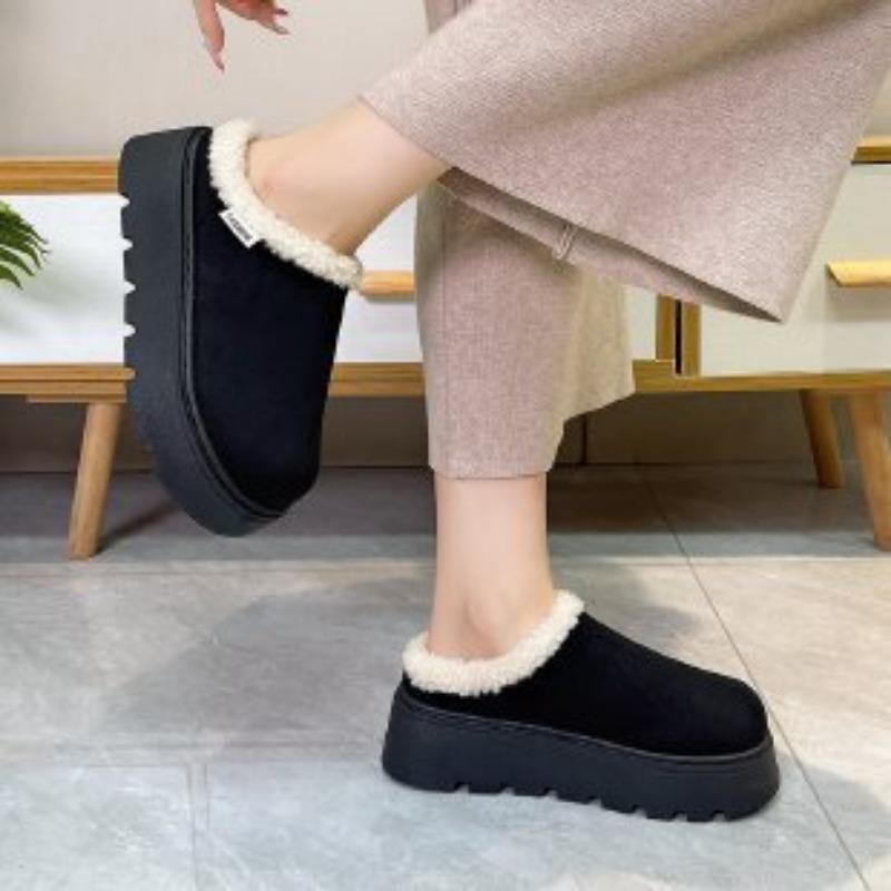

Women s padded and thickened warm and not tired feet a stirrup thick bottom heightened comfortable waterproof non-slip leisure cotton slippers 36