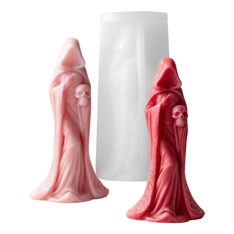 Silicone Witch Skull Candle Mold Decorative Scented Candle Mould for Handmade Soap Candy Multipurpose Crafts Project