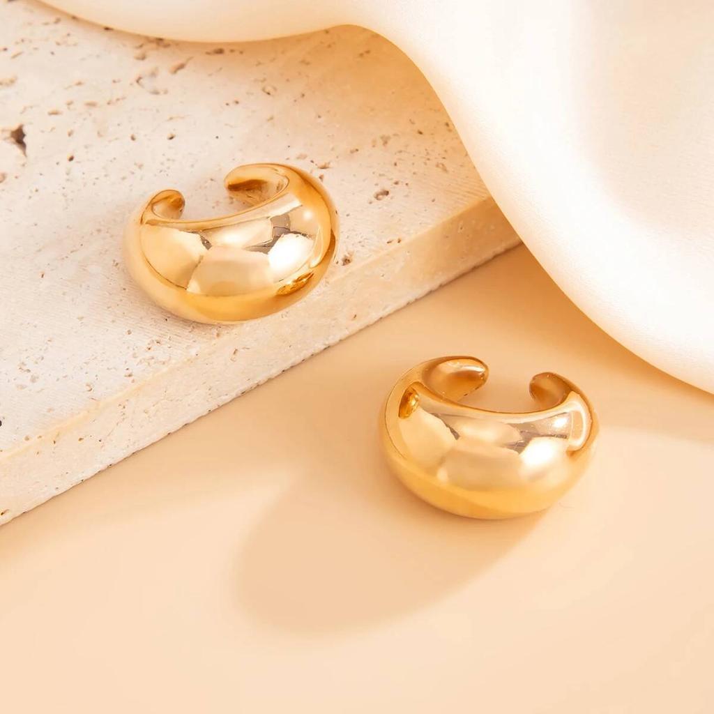IngeSight.Z 2026 Punk Unique C-Shaped Metal Water Drop Cartilage Ear Clip Women Trendy Gold Color Earring Cuff Jewelry Gift