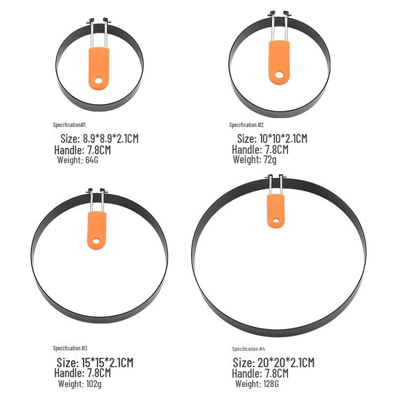 Silicone Handle Non-Stick Egg Frying Pan & Stainless Steel Pancake Mold