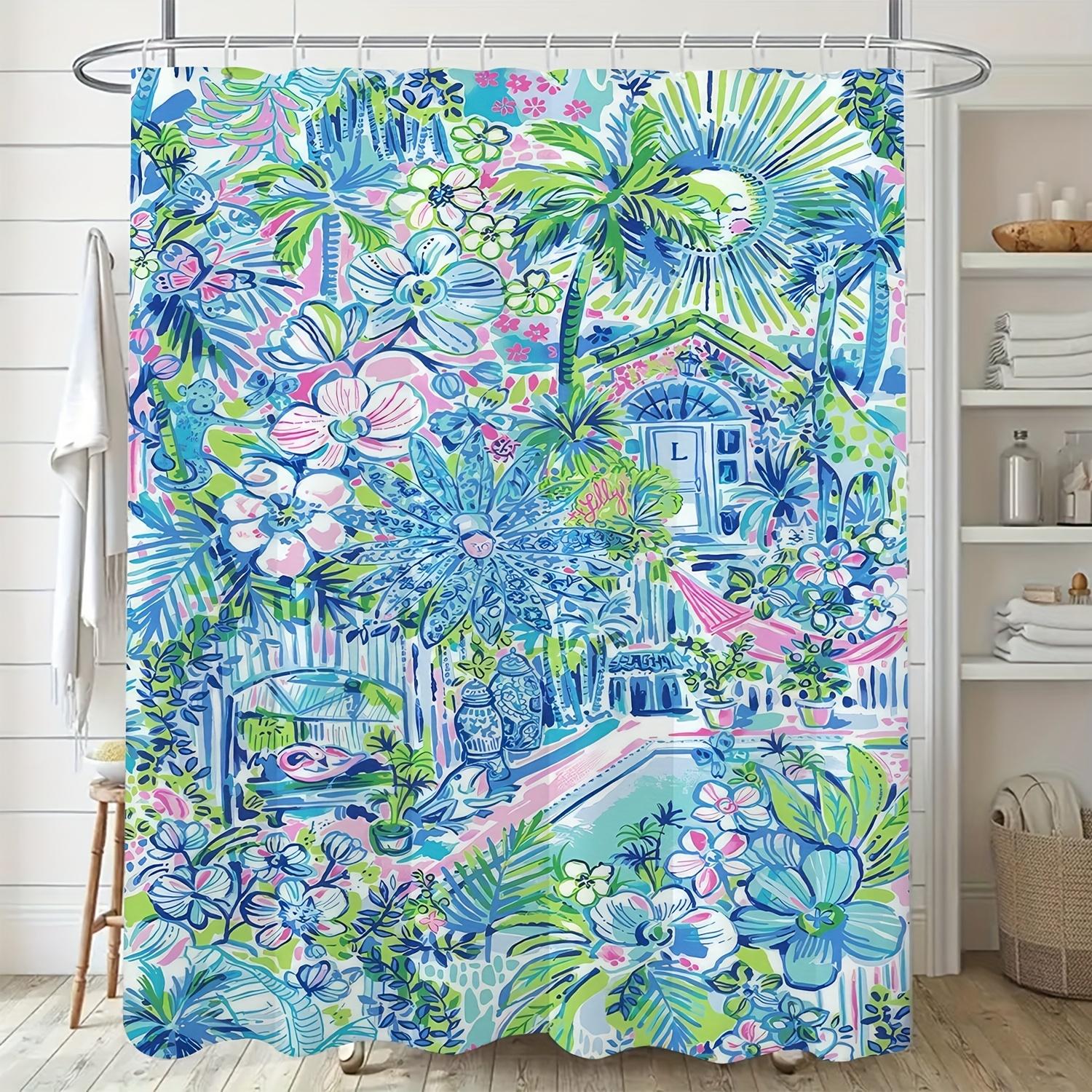 

High-Quality Polyester Shower Curtain - Vibrant Modern Art & Tropical Design, Machine Washable, All-Season Nature-Inspired W90xH180cm