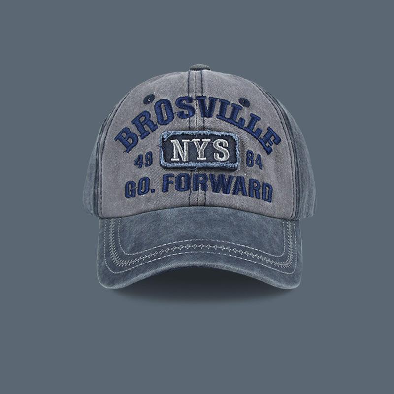 

New retro washed baseball cap female niche personality big head versatile three-dimensional embroidery cap male Adjustable синий