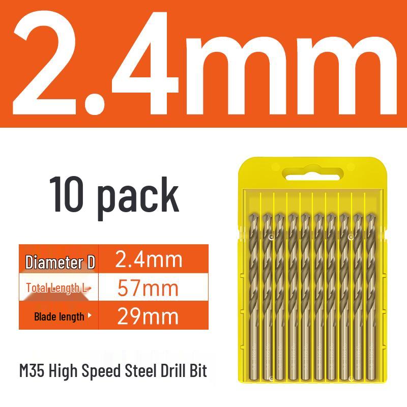 M35 Cobalt Twist Drill Bits Set for Stainless Steel, High Hardness, Straight Shank, Hand & Electric Drills