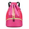 Portable Wet and Dry Separate Basketball Bag for Men and Women, Fashionable Simple Vertical Stripes, Shoe Trunk Drawstring Backpack