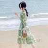 Miracle Waltz Botanical Print Chiffon Midi Dress