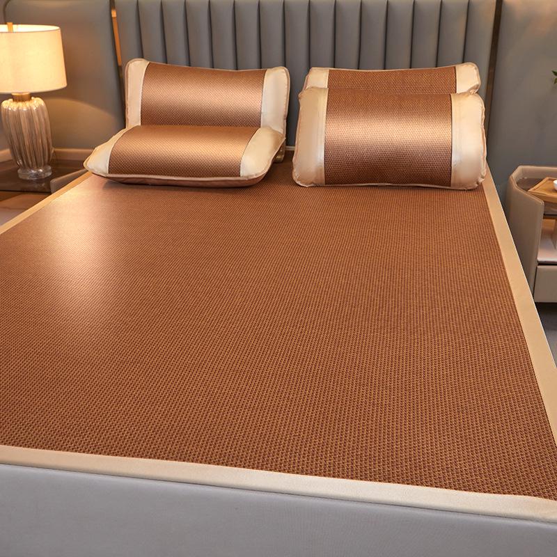 Summer Artemisia Rattan Three-Piece Foldable Double Bed Mat Set