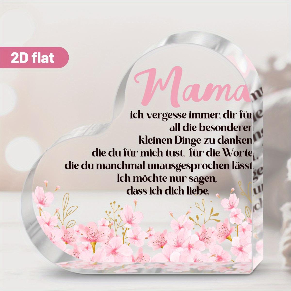 

Mama Gift - Heart-Shaped Acrylic Desktop Decor with Floral Design & Mother S Day Message, Perfect Birthday or Thanksgiving Present for Mom, Grandma Fr 10*10cm
