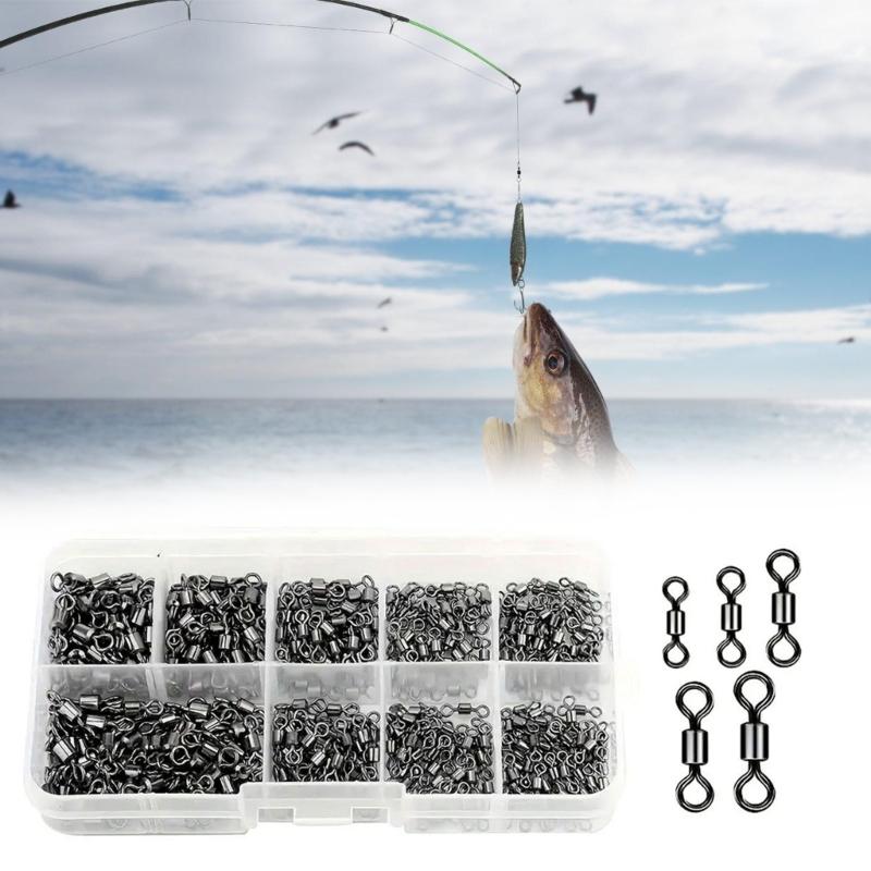 210lots Fishing Swivels Set with 5 Different Size Corrosions Resistant Metal Connectors for Professional Anglers