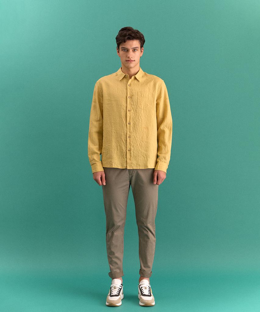 PANICALE Yellow Pocket Linen Shirt