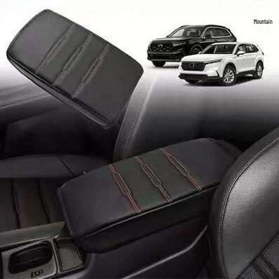 Leather Armrest Cover for 25-26 Model CRV Center Console Black Leather Red Stitch