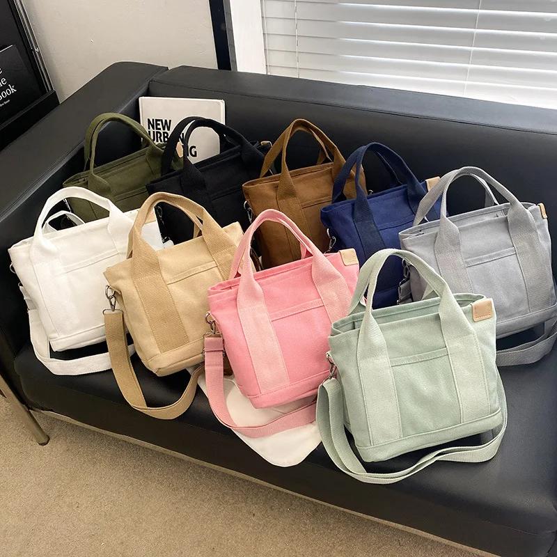 2026 Autumn Winter Quality Fashi Multilayer Pocket Women Canvas Tote Bag for Women Designer Simple Lady Handbags Shoulder Bag
