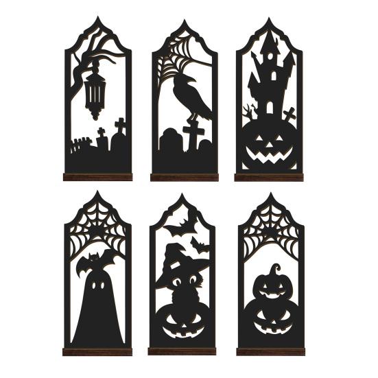 Spooky Home Decor Halloween Candle Holder, Gothic Hollow Silhouette Holder for Tea Lights, Dark Festive Atmosphere Lighting Style Pumpkin Ghost