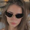 Sexy Cat Eye Punk Rimless Sunglasses Women  Luxury Brand Vintage Metal Frame Rhinestone Sun Glasses For Lady Eyewear UV400