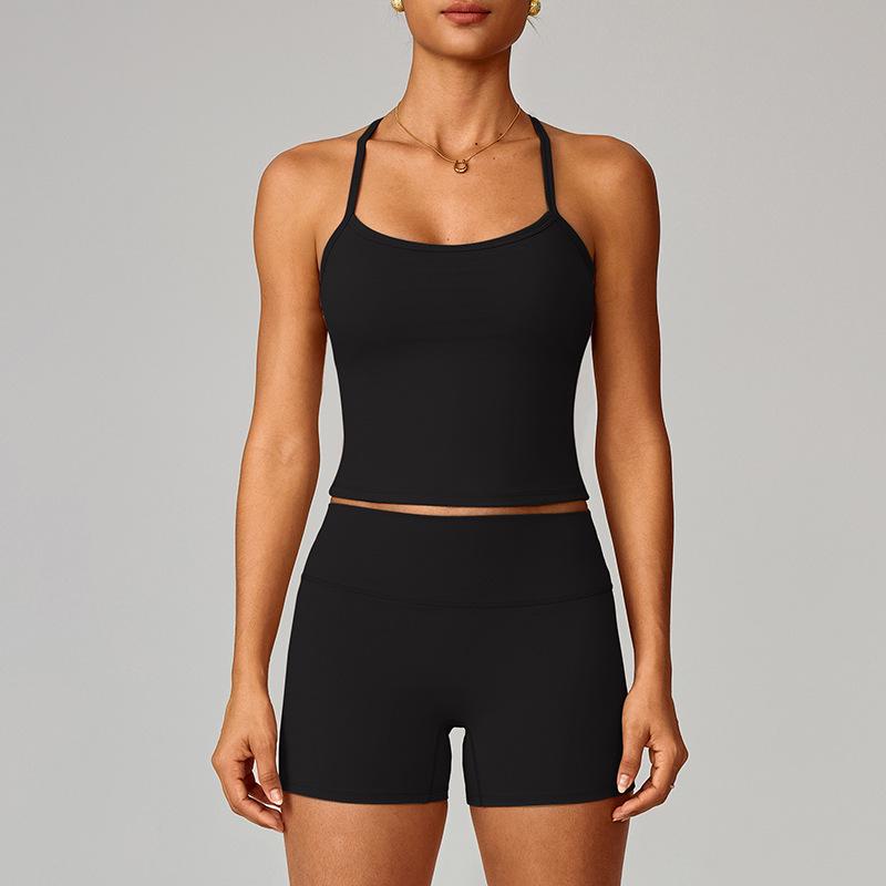 Women's European & American Yoga Set: Quick-Dry Fitness Shorts & Vest for Outdoor Running