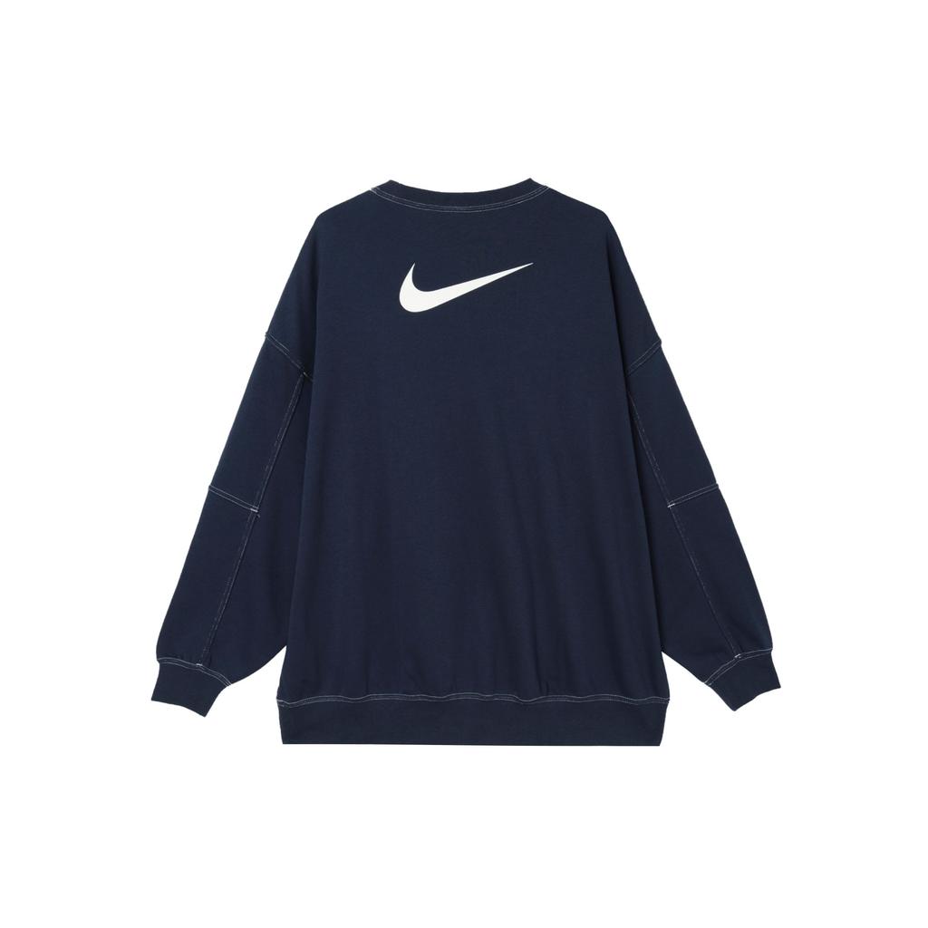 Nike Sportswear French Terry Printed Crewneck Long Sleeve Pullover Sweatshirt Women Sweatshirt Obsidian DZ6302-451