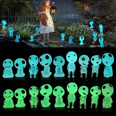 10 Stück leuchtende Baumgeister, Mikro-Landschaftsfigur, Ornament für den Außenbereich, leuchtende Miniaturstatue, Topf-Mini-Gartenzubehör