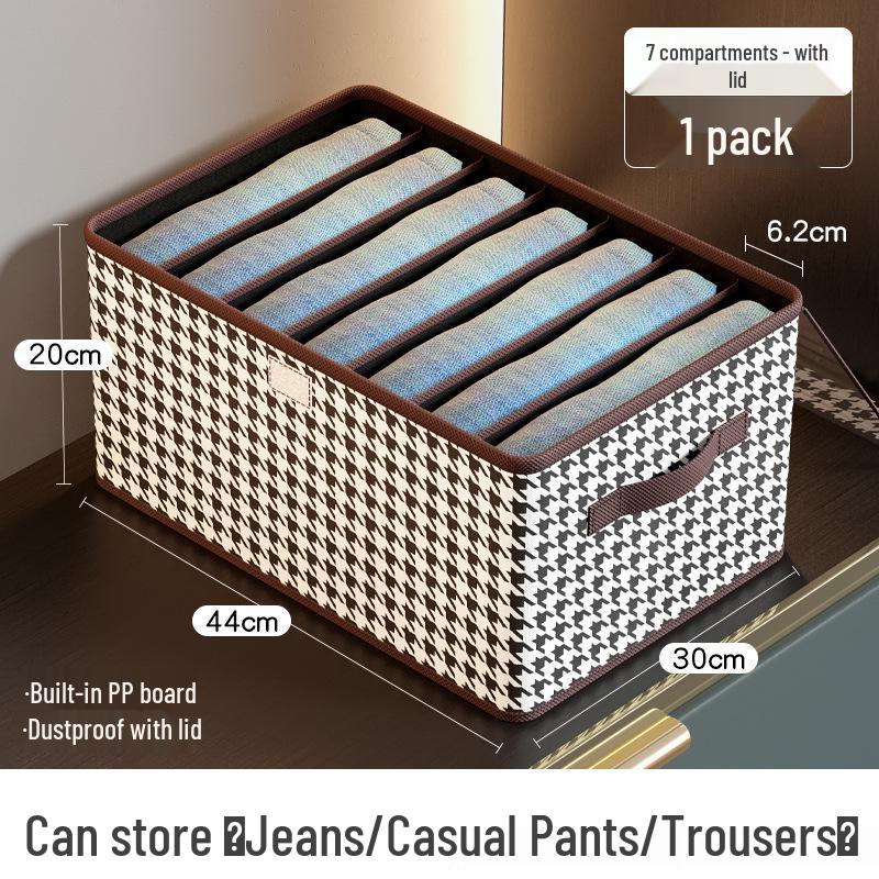 Houndstooth Foldable Clothes Storage Box with Dividers, Large Capacity for Bedroom