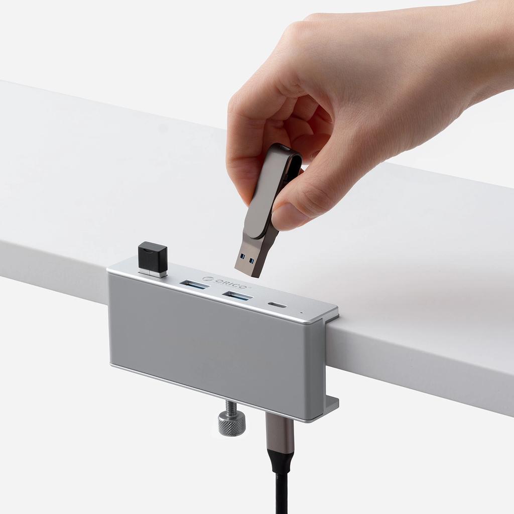 Orico Mh4Pc Clip-On Hub Usb-C / 3X Usb-A 3.0 + 1X Usb-C 3.0 - Silver