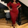 Plus Size Women S V Neck Sleeveless Slit Bodycon Long Evening Dress