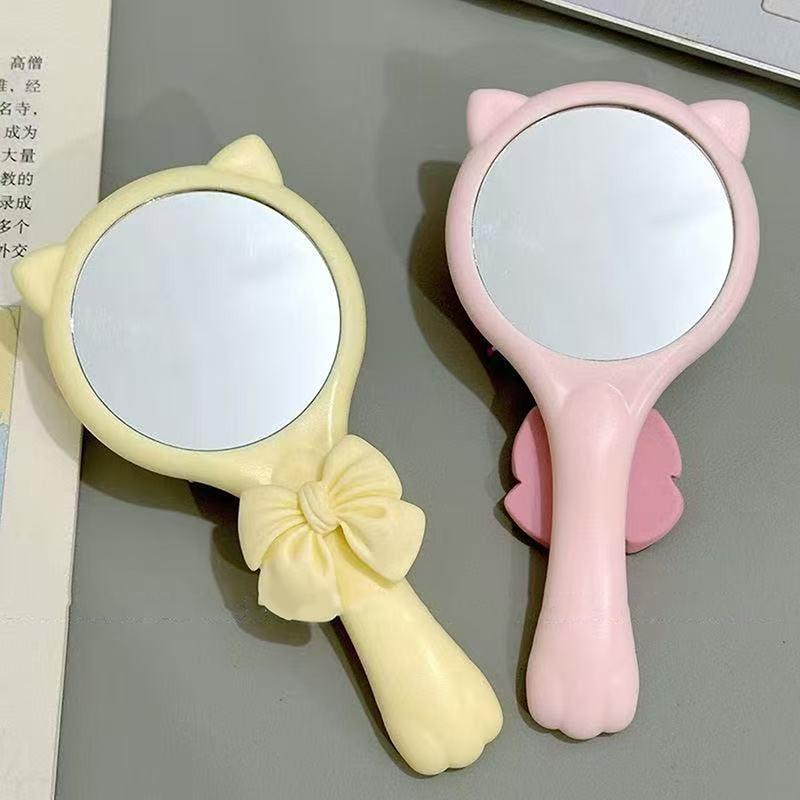 Bow Cat Claw Mirror Comb 2-In-1 Portable Airbag Comb Handheld Mirror Air Cushion Massage Comb Hairdressin Girl Birthday Gift
