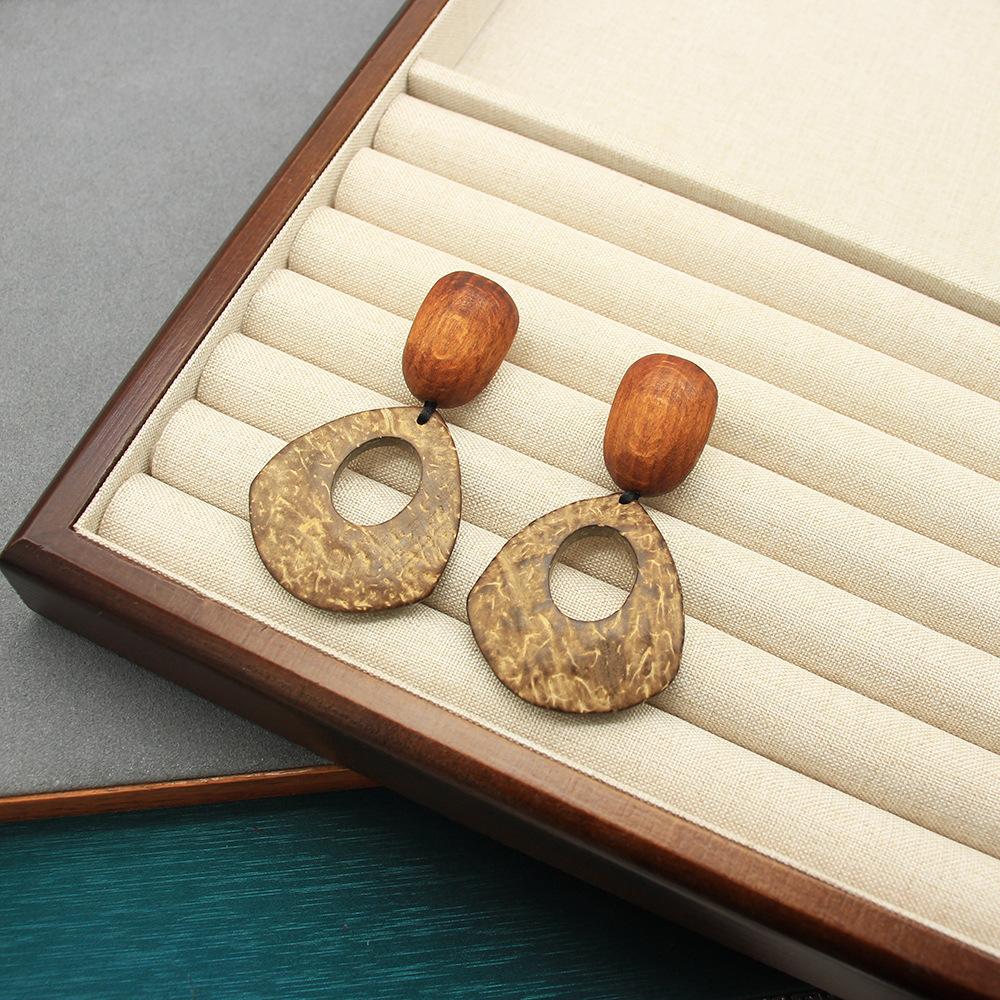 

Monies Деревянные Серьги Кокосовая Скорлупа Рафия Серьги Ювелирные Изделия Итальянский Дизайн Высококлассные Серьги-Пуссеты