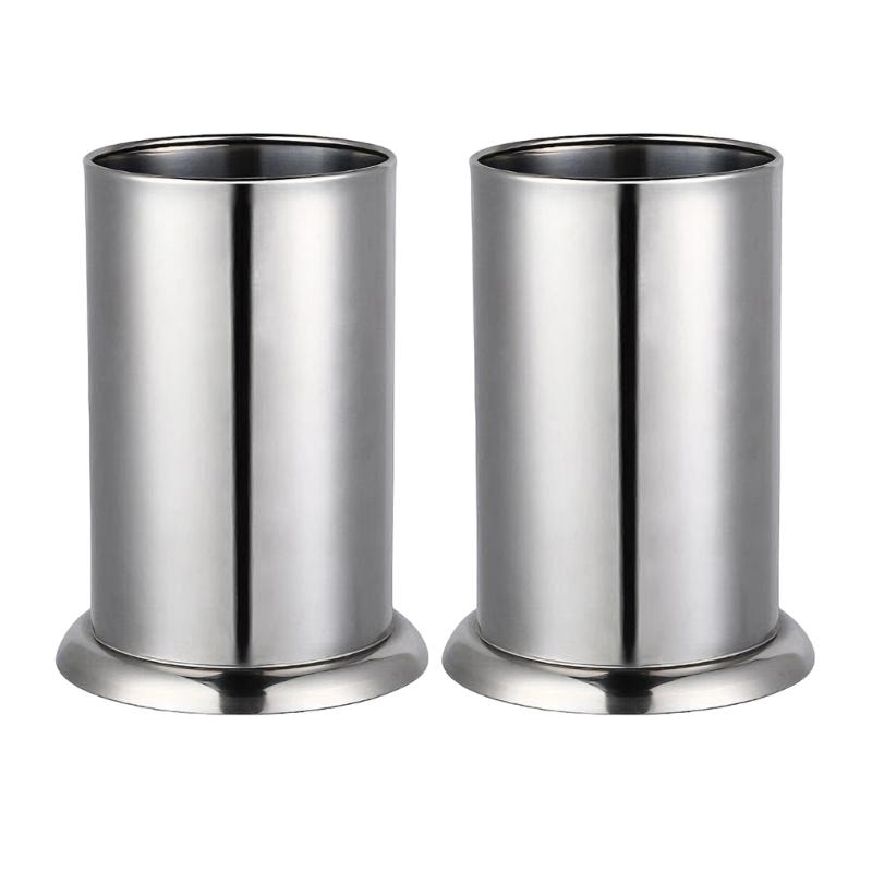 

2 Piece Set Modern Stainless Steel Organizers Container for Drinking Straws Chopsticks Coffee Stirrers
