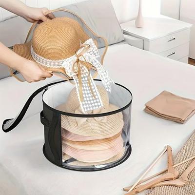 Hat Storage Box Dust Case Household Goods Sundries Storage Hats Bucket Clothes Organizers With Zippered Lid Travel Bags