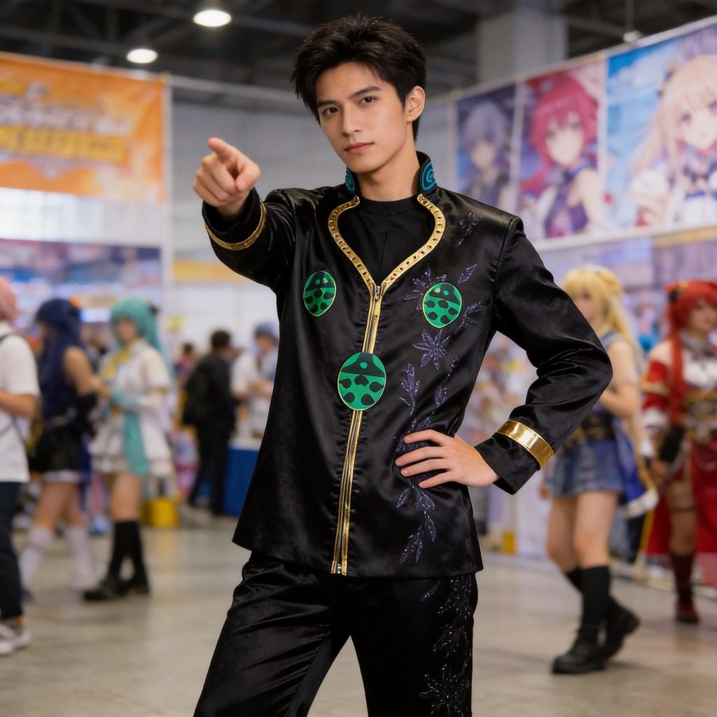 Kostým Giorno Giovanna z Jojo's Bizarre Adventure pro muže z polyesterové látky pro anime cosplay a vystoupení